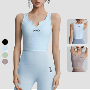 Women's I- Back Breathable Sleeveless Yoga Top <b>Running</b> Training Workout Tank with Chest <b>Pad</b> - Product Image 1