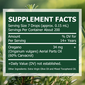 Gouttes liquides d'huile d'origan de qualité industrielle avec supplément alimentaire d'origan pour le soutien des programmes de nettoyage et de détoxification continus - Product Image 2