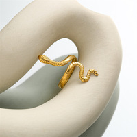 Échantillon gratuit Anneau d'ouverture exagéré en acier inoxydable en forme de serpent serpentin personnalisé pour fête et anniversaire