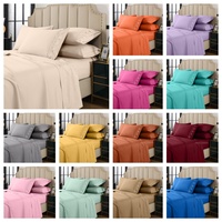 Ensemble de draps en microfibre de taille standard, 1800 fils, doux, sans plis, 6 pièces, couleur bleue avec broderie en dentelle pour hôtel