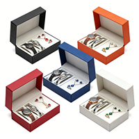 Ensemble de vente en gros Boîte à montres et à bijoux en cuir PU Papier velours Rangement Bracelet Collier Bague Accessoires Emballage cadeau