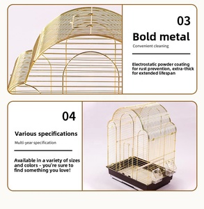 Suporte Decorativo para Gaiola de Pássaros Estilo Ornato, Centro de Mesa Vintage em Metal Dourado com Vaso para Jardim - Product Image 4