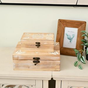 Caja <span class=keywords><strong>de</strong></span> almacenamiento <span class=keywords><strong>de</strong></span> Cofre del Tesoro <span class=keywords><strong>de</strong></span> <span class=keywords><strong>madera</strong></span> con tapa con bisagras, cajas <span class=keywords><strong>de</strong></span> artesanía vintage grandes, cesta <span class=keywords><strong>de</strong></span> maletero para hombres, niños, joyería, hogar - Product Image 6