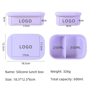 Lujo 2 compartimentos BPA libre microondas lavavajillas horno seguro 100% grado alimenticio silicona almuerzo Bento Snack Box contenedor - Product Image 6