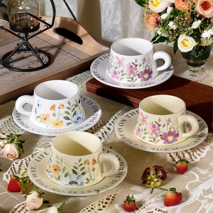 Ensemble tasse et soucoupe à café en porcelaine florale créative vintage, écologique, du Fujian, pour les fêtes - Product Image 2