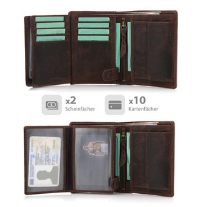 <b>Men's</b> Retro <b>Wallet</b> Top Layer Crazy Horse Cowhide <b>RFID</b> Blocking Casual Short <b>Wallet</b> Coffee Brown Solid Color Spring 2024 - Product Image 4