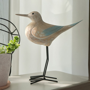 Ornement d'oiseau en bois de style méditerranéen, forme irrégulière, décoration de salon - Product Image 2