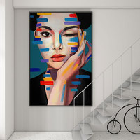 Peinture décorative murale faite à la main, style nordique, luxe léger, cristal et métal, minimalisme moderne du milieu du siècle, pour salon