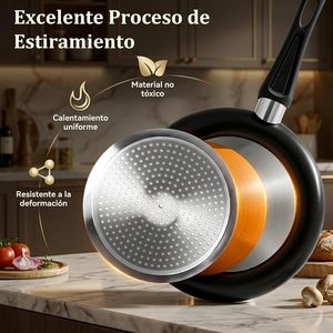Juego de Ollas y Sartenes Antiadherentes de Aluminio al por Mayor, 7 Piezas, con Utensilios y Tapas de Vidrio, Utensilios de Cocina para Regalo de Inauguración de Casa - Product Image 5