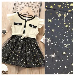 DX126 Manufacturers direct flash tulle With Gold Foil Star Dots Design Polyester Mesh Fabric