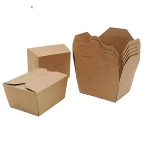 Brown/white kraft Paper Food Containers Take Out Boxes OEM ODM Disposable custom logo printed paper lunch box