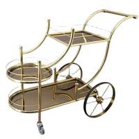 Chariot de bar/chariot à vin/chariot à desserts de luxe en titane doré, haute qualité, forte capacité de charge, pour hôtels et restaurants (vente en gros)