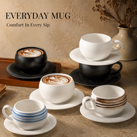 Mug à café en céramique d'inspiration nordique pour la commercialisation en caféterie, équipement de café pour les acheteurs en gros mondiaux, vente en gros