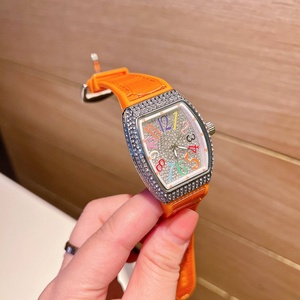 Luxury Full Diamond Paved Tonneau <b>Watch</b> for Women Colorful <b>Arabic</b> Numerals Leather Strap Gorgeous Women Fashion Quartz <b>Watch</b> - Product Image 5
