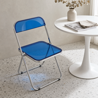 Chaise pliante transparente en acrylique avec structure chromée, chaise pliable en plastique pour événements, fêtes, mariages, banquets et maison