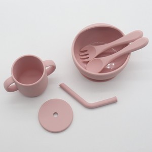 Juego de vajilla de silicona sin BPA con plato dividido y ventosa, set de destete <span class=keywords><strong>BLW</strong></span> para bebés con vaso antiderrame - Product Image 4