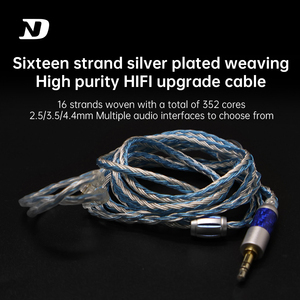 Câble HIFI pour écouteurs intra-auriculaires ND D2, câble de musique 16 brins 3,5 mm 2 broches plaqué argent, câble de mise à niveau pour <span class=keywords><strong>KZ</strong></span> CCA TRN QKZ CVJ - Product Image 3