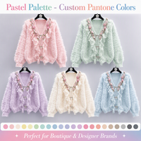Maßgefertigte Handgemachte Blumen-Perlen-Diamant-Rüschen Nerz-Samt Strickjacke Damen Herbst- und Winter-Design Gestrickter Cardigan