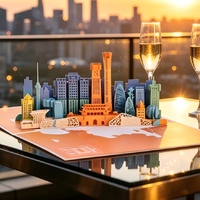 Winpsheng Wholesale180 °    Tarjeta de Felicitación con Diseño Arquitectónico del Horizonte de Pekín, Hecha a Mano con Corte Láser, Tarjeta 3D Pop-up