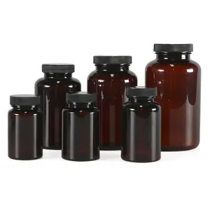 Weithals 60ml-500ml Bernstein Biologisch abbaubare Plastik flasche Pharmazeut ische Pillen kapsel flaschen für Tabletten verpackungen