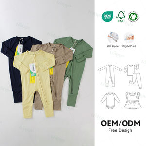 텐셀 엥게파파 아기 모달 파자마 홈 실내복 유아 남아 긴팔 지퍼 의류 도매 신생아 우주복 - Product Image 1