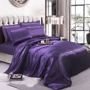 Prezzo di fabbrica diretto biancheria da letto in raso di seta di lusso 6 pezzi set copripiumino in seta di gelso lenzuola con angoli - Product Image 4