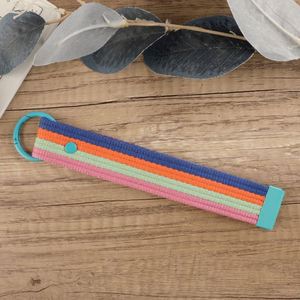 Porte-clés en toile de coton bicolore avec sangle, idéal pour clés de voiture, de moto, ou comme pendentif de sac à main – En stock - Product Image 4