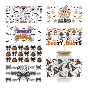 Vasos Libbey de 16 oz, Envolturas para Vasos de Halloween con Diseño de Frankenstein, Adhesivos <span class=keywords><strong>Conchita</strong></span> Halloween Era, DTF UV - Product Image 1