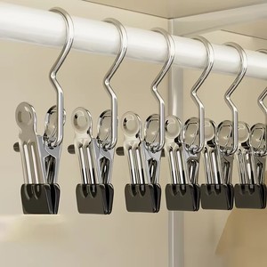 Stainless Steel Clothespins Laundry Hooks With Hooks <b>Pants</b> Rack Portable Hanging Clothespins Closet Clothes Storage Box Hanger - Product Image 2