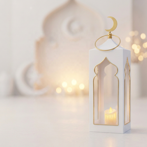 2027 Latest Modern Iron Ramadan Home Decoration Mosque Shape <b>Candle</b> <b>Lantern</b> with Crescent Moon - Product Image 4