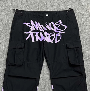 Özel erkek hafif yüksek sokak parça kargo pantolon düz bacak günlük pantolon büyük cepler orta bel Streetwear OEM hizmeti - Product Image 4
