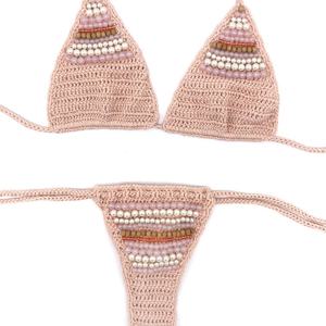 Ensemble bikini deux pièces fait main pour femme, avec broderie 3D personnalisée en forme d'étoile de mer, micro-string, maillot de bain fitness et tenue de plage - Product Image 6