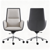 Chaise de bureau exécutive moderne ergonomique confortable à hauteur réglable avec base en acier et revêtement en cuir PU pivotante pour la maison et les bureaux professionnels