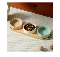Accessoires pour animaux de compagnie en gros, bol en céramique pour chien avec motif de patte de chat, rayé, plaque à lécher, anti-choc, bol personnalisé pour chien et chat