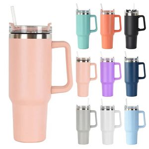 Bouteille d'eau isotherme personnalisée de 40 oz avec paille, en acier inoxydable, pour voiture, isolation et conservation au froid - Product Image 1