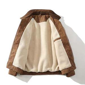 Abrigo de Lana de <span class=keywords><strong>Cordero</strong></span> para Hombre, Holgado, Cuello Solapa Neutral, Chaqueta Casual Gruesa - Product Image 5