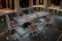 Chaise d'appoint haut de gamme en résine époxy, cuir transparent et cristal platine pour la décoration intérieure de la maison, de l'hôtel et de la villa, idéale pour la salle à manger