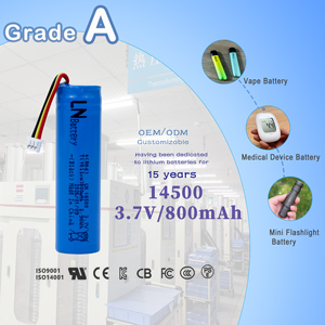 KC <strong>14500</strong> 800mAh AA Lithium Ion <strong>Battery</strong> Flat Top and Tip Top Lithium <strong>Battery</strong> Cell 3.7V Mini Flashlight <strong>Battery</strong> - Product Image 1