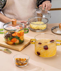 Casserole en <span class=keywords><strong>verre</strong></span> borosilicate de haute qualité, poignée verte, résistante à la chaleur, compatible induction, compatible four à gaz, passe au lave-vaisselle - Product Image 3