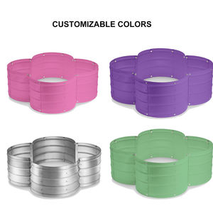 Bac à légumes <span class=keywords><strong>surélevé</strong></span> modulaire en acier galvanisé thermolaqué en forme de fleur, durable, 3*3*1 pieds, avec trous de drainage <span class=keywords><strong>pour</strong></span> légumes et herbes à domicile - Product Image 5