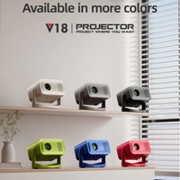 Projecteur portable V18 Android HD avec mise en miroir sans fil, home cinéma, batterie intégrée, projection 100 pouces, petit format 4K 720P