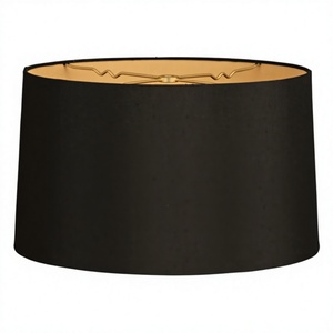 15"x16"x10" Shallow Drum Hardback <b>Black</b> Lampshade for Home Decor Bedroom Hotel Lobby Hotel Guestroom - Product Image 1