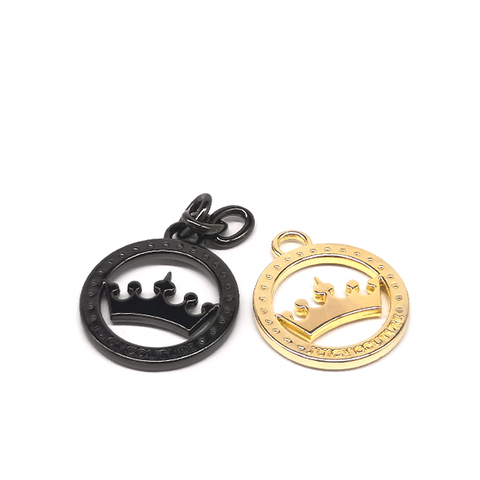 Recycled Customized Circle Shape with Loop Hang Metal Logo for Bags, Design Gold Metal Tag for Handbags