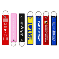 Lot en gros de porte-clés tissés personnalisés en tissu, style 'Flight Tag', brodés avec slogan ou citation amusante, pour moto, sac, cadeau