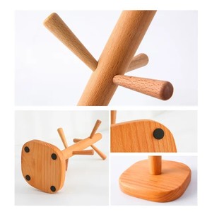 Multi-Layer Standing Type Wood Bamboo <b>Mug</b> Holder <b>Tree</b> Coffee Cup Rack Dryer - Product Image 5