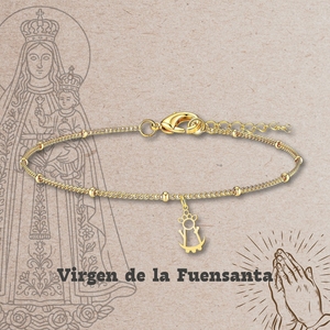 Vergine di Fuensanta in acciaio inox religioso braccialetto di moda collana ciondolo santo cattolico - Product Image 2
