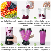 Mixeur portable pour jus et smoothies, avec base en caoutchouc antidérapante, bec verseur anti-goutte et 6 lames, pour compléments alimentaires quotidiens