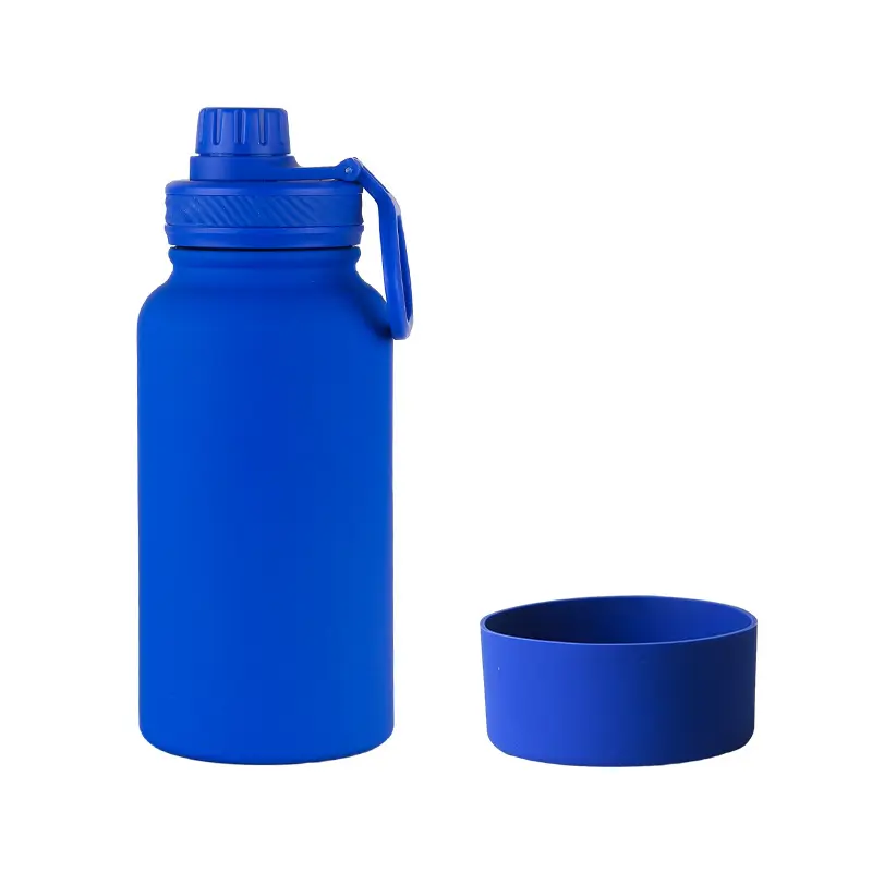 आरटीएस बीपीए फ्री स्टेनलेस स्टील फ्लास्क स्पोर्ट्स जिम ट्रैवल डबल वॉल पानी की बोतल ढक्कन और सुरक्षात्मक सिलिकॉन स्लीव बॉटम के साथ