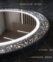 Miroir de salle de bain rond en verre LED mural de luxe avec design ciel étoilé, éclairage LED à commande tactile pour le maquillage