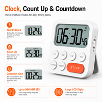 Digitaler Küchentimer Magnetischer Countdown-Wecker Lauter Alarm Visueller Kochtimer für Klassenzimmer, Studium, Büro und Fitness-Studio